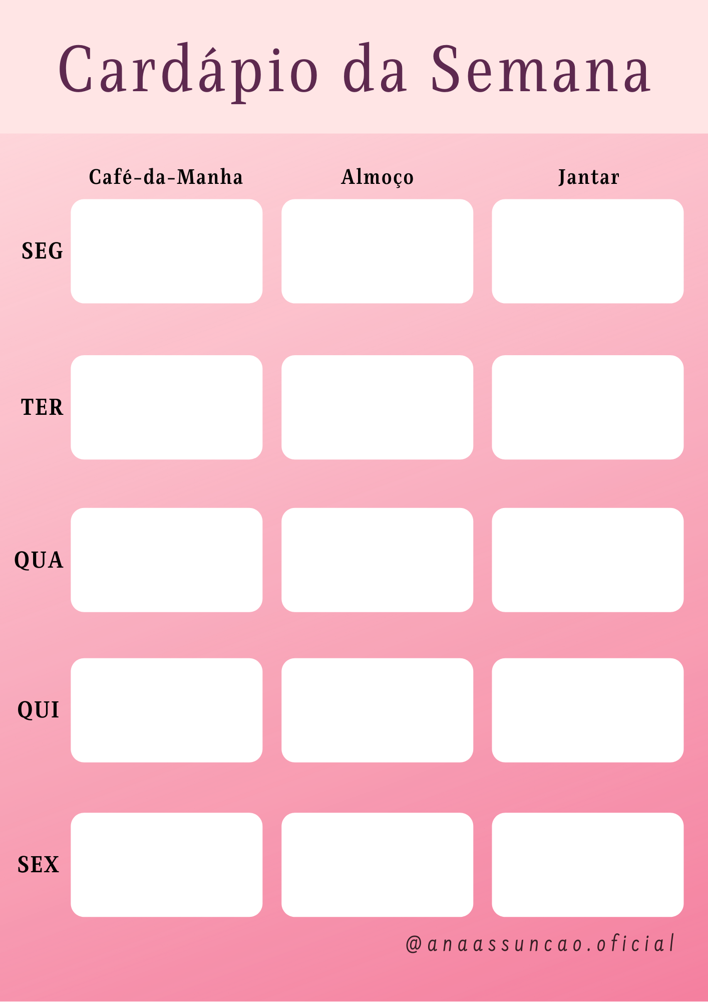 Planner - Cardápio Semanal